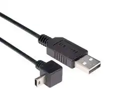 CAA-90DMB5-5M: USB Cable, Type A Plug to 90° Mini Type B Plug, 5 m, 16.4 ft, USB 2.0, Black