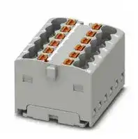3002799 — Panel Mount Barrier Terminal Block, Grey, Adhesive, 17.5 A, 450 V, 12 Pole, Push In, 14 AWG