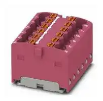 3002789: Panel Mount Barrier Terminal Block, Pink, 17.5 A, 450 V, 12 Pole, Push In, 14 AWG