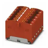 3002766: Panel Mount Barrier Terminal Block, Red, 17.5 A, 450 V, 12 Pole, Push In, 14 AWG