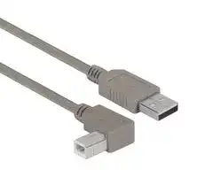 CAA-90LB-03M: USB Cable, Type A Plug to 90° Type B Plug, 300 mm, 11.8 ft, USB 2.0, Grey