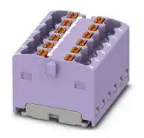 3002785: Panel Mount Barrier Terminal Block, Violet, 17.5 A, 450 V, 12 Pole, Push In, 14 AWG