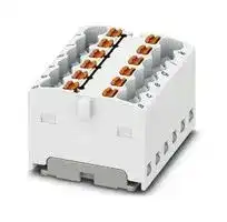 3002779: Panel Mount Barrier Terminal Block, White, 17.5 A, 450 V, 12 Pole, Push In, 14 AWG
