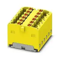 3002769: Panel Mount Barrier Terminal Block, Yellow, 17.5 A, 450 V, 12 Pole, Push In, 14 AWG