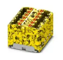 3002796: Panel Mount Barrier Terminal Block, Black, Yellow, 17.5 A, 450 V, 12 Pole, Push In, 14 AWG