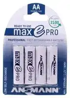 1312-0013: Rechargeable Battery, 1.2 V, Nickel Metal Hydride, 2 Ah, AA, Raised Positive and Flat Negative, 4