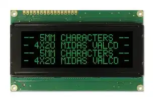 MC42005A12W-VNMLG: Alphanumeric LCD, 20 x 4, Green on Black, 5V, Parallel, English, Japanese, Transmissive