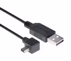 CAA-90LMB5-03M: USB Cable, Type A Plug to 90° Mini Type B Plug, 300 mm, 11.8 ft, USB 2.0, Black