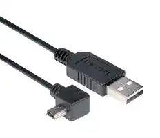 CAA-90LMB5-05M: USB Cable, Type A Plug to 90° Mini Type B Plug, 500 mm, 19.7 ft, USB 2.0, Black