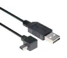CAA-90LMB5-075M: USB Cable, Type A Plug to 90° Mini Type B Plug, 750 mm, 29.5 ft, USB 2.0, Black