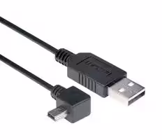 CAA-90LMB5-1M: USB Cable, Type A Plug to 90° Mini Type B Plug, 1 m, 3.3 ft, USB 2.0, Black