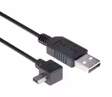 CAA-90LMB5-2M: USB Cable, Type A Plug to 90° Mini Type B Plug, 2 m, 6.6 ft, USB 2.0, Black