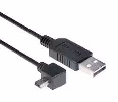 CAA-90LMB5-5M: USB Cable, Type A Plug to 90° Mini Type B Plug, 5 m, 16.4 ft, USB 2.0, Black