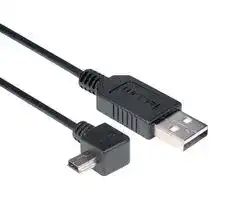 CAA-90LMB5-5M: USB Cable, Type A Plug to 90° Mini Type B Plug, 5 m, 16.4 ft, USB 2.0, Black