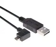 CAA-90LMICB-03M: USB Cable, Type A Plug to 90° Micro Type B Plug, 300 mm, 11.8 ft, USB 2.0, Black