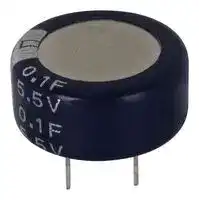 KR-5R5C104-R: Supercapacitor, 0.1 F, 5.5 V, PC Pin, -20%, +80%, 5 mm, 1000 hours @ 70°C