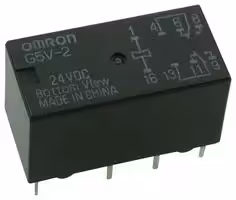 G5V-2-DC24: Signal Relay, 24 VDC, DPDT, 2 A, G5V-2 Series, Through Hole, Non Latching