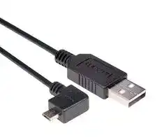 CAA-90LMICB-075M: USB Cable, Type A Plug to 90° Micro Type B Plug, 750 mm, 29.5 ft, USB 2.0, Black