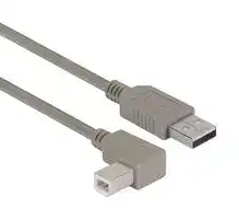 CAA-90RB-1M: USB Cable, Type A Plug to 90° Type B Plug, 1 m, 3.3 ft, USB 2.0, Grey