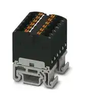 3002968: Panel Mount Barrier Terminal Block, Black, NS 15, 17.5 A, 500 V, 12 Pole, Push In, 14 AWG