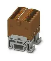 3002971: Panel Mount Barrier Terminal Block, Brown, NS 15, 17.5 A, 500 V, 12 Pole, Push In, 14 AWG