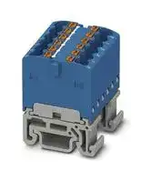 3002922: Panel Mount Barrier Terminal Block, Blue, NS 15, 17.5 A, 500 V, 12 Pole, Push In, 14 AWG