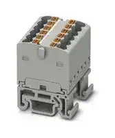 3002914: Panel Mount Barrier Terminal Block, Grey, NS 15, 17.5 A, 500 V, 12 Pole, Push In, 14 AWG