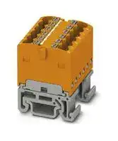 3002949: Panel Mount Barrier Terminal Block, Orange, NS 15, 17.5 A, 500 V, 12 Pole, Push In, 14 AWG