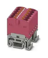3002977: Panel Mount Barrier Terminal Block, Pink, NS 15, 17.5 A, 500 V, 12 Pole, Push In, 14 AWG