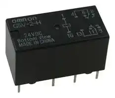 G5V-2-H-DC24: Signal Relay, 24 VDC, DPDT, 1 A, G5V-2 Series, Through Hole, Non Latching