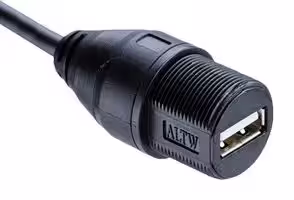 UA-20AMFM-SL7A01: USB Cable, Sealed Type A Receptacle to Free End, 1 m, 3.3 ft, USB 2.0, Black