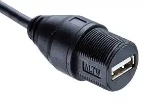 UA-20AMFM-SL7A01: USB Cable, Sealed Type A Receptacle to Free End, 1 m, 3.3 ft, USB 2.0, Black