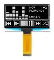 MCOT128064HV-WM: Graphic OLED, 128 x 64, White on Black, 2.8V, I2C, Parallel, SPI, 60.5mm x 37mm, -40 °C