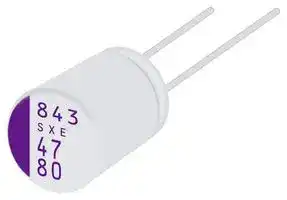 100SXE27MX+3: Polymer Aluminium Electrolytic Capacitor, 27 µF, 100 V, 0.04 ohm, 1000 hours @ 125°C, ± 20%