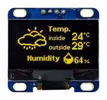 MDOB128064XV-YI: Graphic OLED, 128 x 64 Pixels, Yellow on Black, 3.3V, I2C, 35.5mm x 32mm, -40 °C