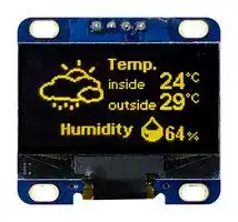 MDOB128064XV-YI: Graphic OLED, 128 x 64 Pixels, Yellow on Black, 3.3V, I2C, 35.5mm x 32mm, -40 °C