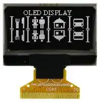 MCOT128064P1V-WM: Graphic OLED, 128 x 64 Pixels, White on Black, 3V, I2C, Parallel, SPI, 34.5mm x 23mm, -40 °C