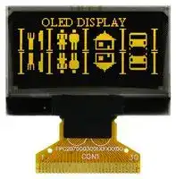 MCOT128064P1V-YM: Graphic OLED, 128 x 64 Pixels, Yellow on Black, 3V, I2C, Parallel, SPI, 34.5mm x 23mm, -40 °C