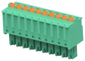 1-2842500-0: Pluggable Terminal Block, Green, 3.81 mm, 10 Ways, 28 AWG, 16 AWG, 1.3 mm², Push In