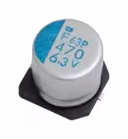 APXF4R0ARA391MF80G: Polymer Aluminium Electrolytic Capacitor, 390 µF, 4 V, Radial Can - SMD, 9000 µohm