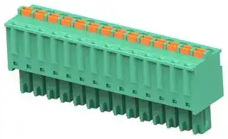 1-2842500-4: Pluggable Terminal Block, Green, 3.81 mm, 14 Ways, 28 AWG, 16 AWG, 1.3 mm², Push In