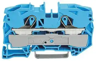 2016-1204: DIN Rail Mount Terminal Block, Blue, 2 Ways, 20 AWG, 4 AWG, 16 mm², Clamp, 76 A