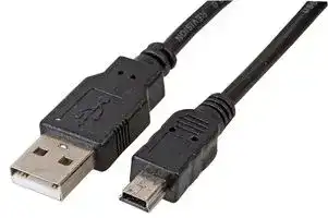 PSG91713: USB Cable, Type A Plug to Mini Type B Plug, 0.2 m, 0.66 ft, USB 2.0, Black