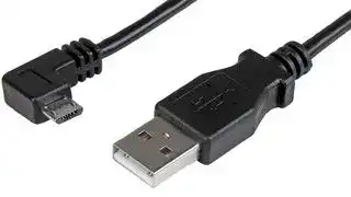 USBAUB50CMRA: USB Cable, 0.5 m Micro-USB Charge-and-Sync Cable M/M, Right-Angle Micro-USB, 24 AWG