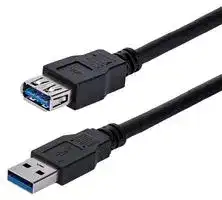 USB3SEXT1MBK: USB Cable, Type A Plug to Type A Receptacle, 1 m, 3.3 ft, USB 3.0, Black