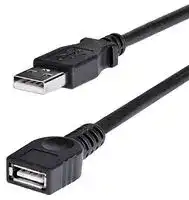 USBEXTAA6BK: USB Cable, Type A Plug to Type A Receptacle, 1.8 m, 6 ft, USB 2.0, Black
