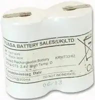 2DH4-0T3: Rechargeable Battery, 2.4 V, Nickel Cadmium, 4 Ah, Solder Tab, 1