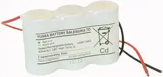 3DH4-0L3: Rechargeable Battery, 3.6 V, Nickel Cadmium, 4 Ah, Wire Leads, 1