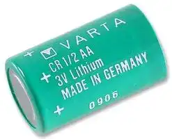 6127101301: Battery, 3 V, 1/2AA, Lithium Manganese Dioxide, 950 mAh, Raised Negative and Flat Positive, 1