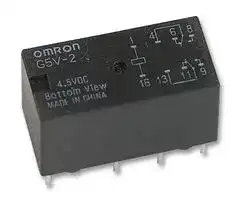 G5V-2 4 DC5: Signal Relay, 4.5 VDC, DPDT, 2 A, G5V-2 Series, Through Hole, Non Latching
